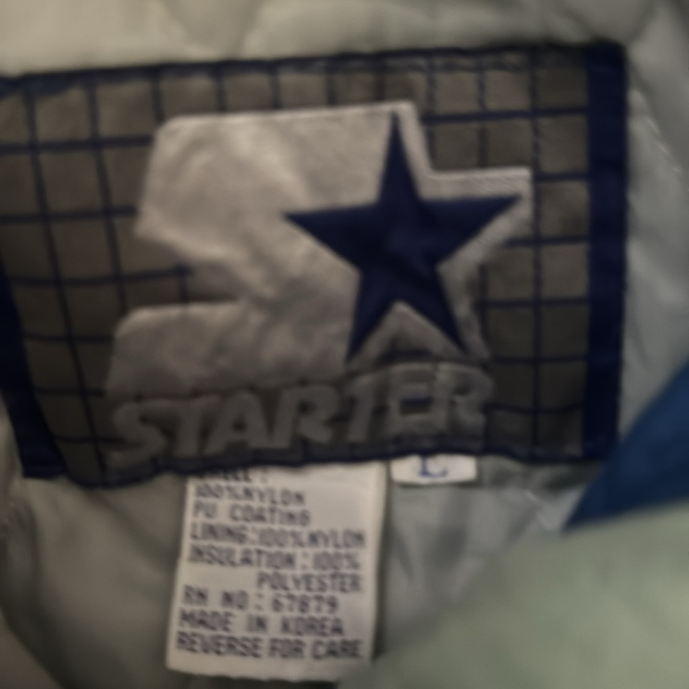 LA DODGERS 90s STARTER PUFFER 1/2 JACKET SIZE. L BLUE, GREY MLB BASEBALL VINTAGE - Picture 4 of 8